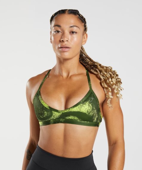 Women's Gymshark GS Power Minimal Sports Bra Olive | CA 178D6A